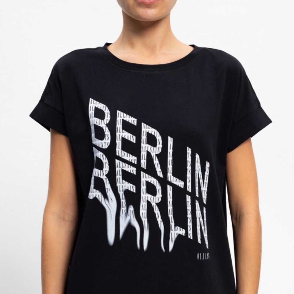 AllSaints Imogen Berlin Berlin Stretch Cotton Graphic Tee Size Small